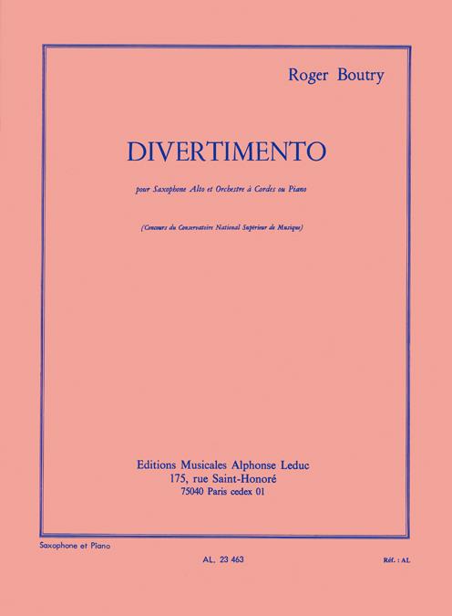 Divertimento&nbsp;&nbsp;pour saxophone alto et orchestre à cordes ou piano&nbsp;&nbsp;pour saxophone alto et piano