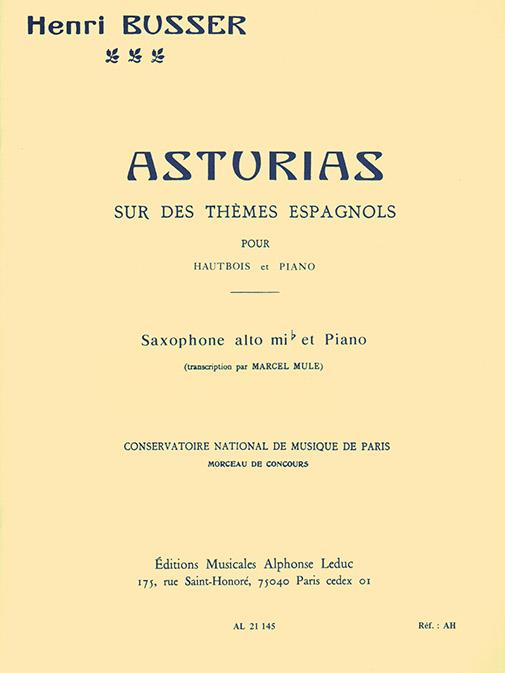 Asturias sur des themes espagnols  pour saxophone alto et piano  