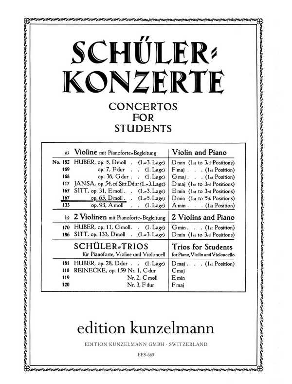Schülerkonzert d-moll op.65&nbsp;&nbsp;für Violine und Klavier (1.- 5. Lage)&nbsp;&nbsp;