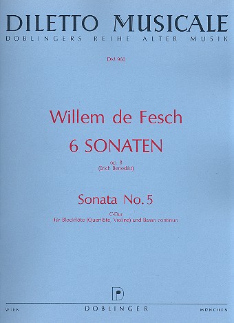 Sonate C-Ddur op.8,5 für Blockflöte  (Flöte/Violine) und Bc  