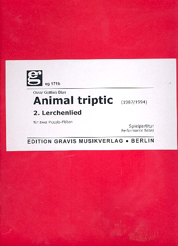 Animal Triptic für 2 Piccoloflöten  Spielpartitur (1987/94)  2. Lerchenlied