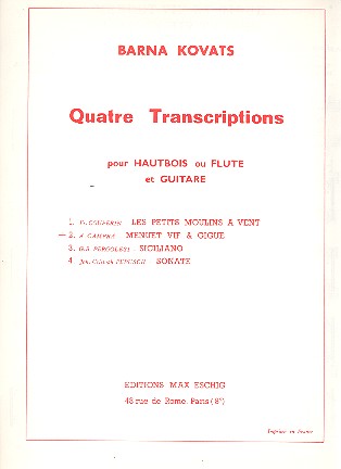 Menuet vif et gigue für Oboe  (Flöte) und Gitarre  4 transcriptions Nr.2