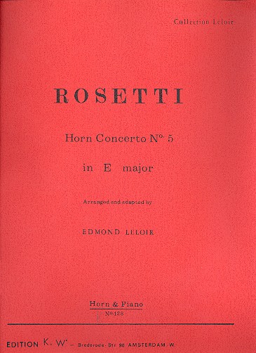 Konzert E-Dur Nr.5 für Horn und Orchester  für Horn in E und Klavier  