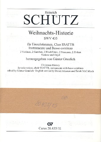 Weihnachts-Historie SWV435 für&nbsp;&nbsp;Soli, gem Chor (SSATTB) und Orchester&nbsp;&nbsp;Stimmen