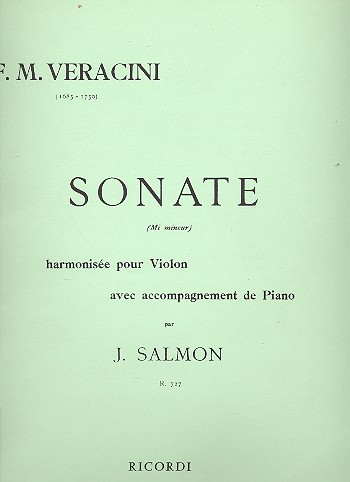 Sonate mi mineur pour violon avec  accompagnement de piano  