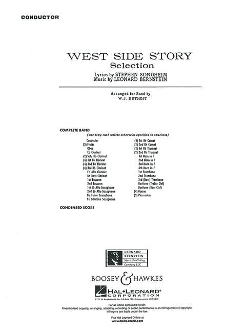 West Side Story - Selections&nbsp;&nbsp;für Blasorchester&nbsp;&nbsp;Klavier-Direktion