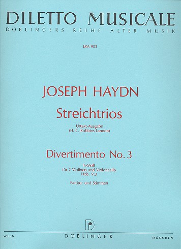 DIVERTIMENTO H-MOLL NR.3 HOB.V:3&nbsp;&nbsp;FUER 2 VIOLINEN UND VIOLONCELLO&nbsp;&nbsp;PARTITUR+STIMMEN
