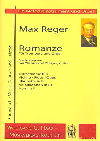 Romanze für Melodieinstrument&nbsp;&nbsp;und Orgel (mit C-, B-, Es- und F-Stimme)&nbsp;&nbsp;