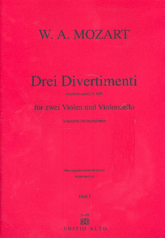 3 Divertimenti nach KV439b für  2 Violen und Violoncello,  stimmen  