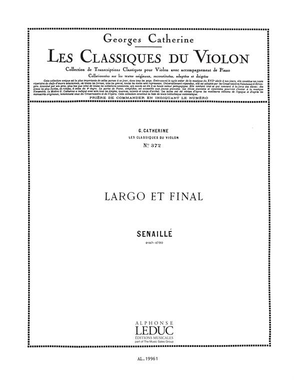 LARGO ET FINAL POUR VIOLON ET PIANO  CATHERINE, G., ED.  