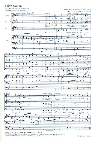Salve Regina op.171,3 für&nbsp;&nbsp;Sopran, Alt und Orgel&nbsp;&nbsp;