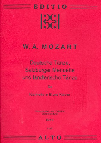 Deutsche Tänze, Salzburger Menuette&nbsp;&nbsp;und ländlerische Tänze Band 2 für&nbsp;&nbsp;Klarinette (B) und Klavier