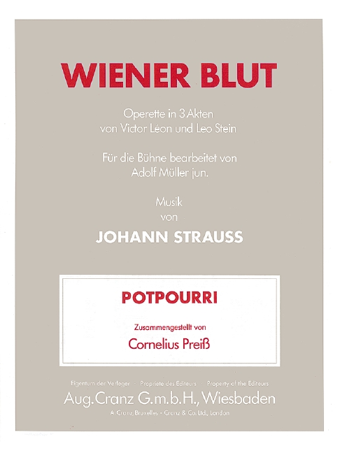 Wiener Blut - Potpourri&nbsp;&nbsp;für Klavier mit Text&nbsp;&nbsp;
