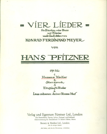 Hussens Kerker op. 32,1  für tiefe Singstimme und Klavier  
