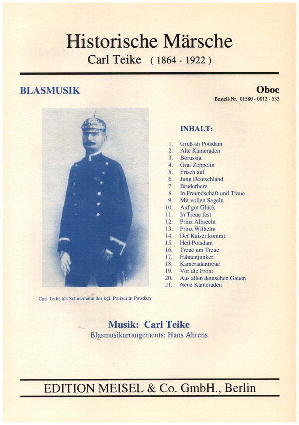 Historische Märsche&nbsp;&nbsp;für Blasorchester&nbsp;&nbsp;Oboe