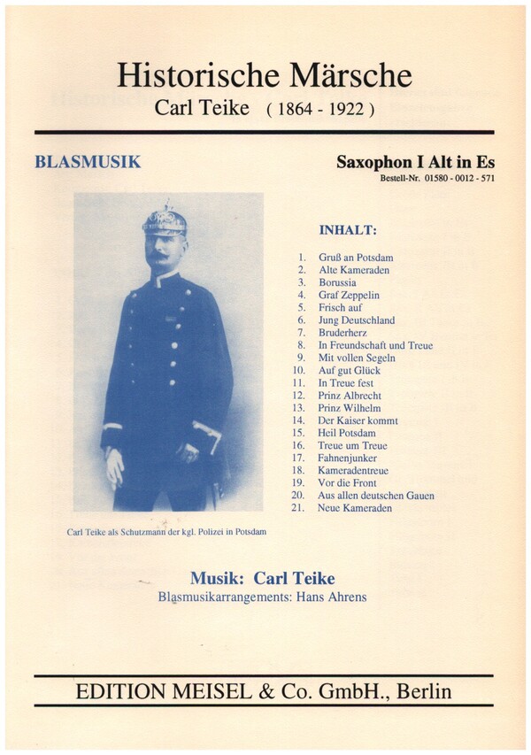 Historische Märsche&nbsp;&nbsp;für Blasorchester&nbsp;&nbsp;Altsaxophon 1 in Es