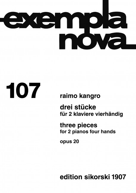 3 STUECKE OP.20 FUER 2 KLAVIERE  (Z. AUFF. SIND 2 EXEMPL. ERFOERDERLICH)  