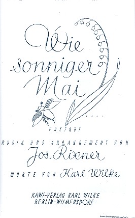 Wie sonniger Mai:&nbsp;&nbsp;für Salonorchester&nbsp;&nbsp;