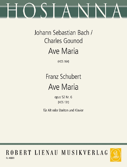 Ave Maria op.52,6 (Schubert) / Ave Maria (Bach/Gounod)  für tiefe Singstimme und Klavier  