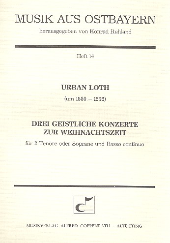 3 geistliche Konzerte zur Weihnachtszeit&nbsp;&nbsp;für 2 Tenöre (Soprane) und Bc&nbsp;&nbsp;Partitur