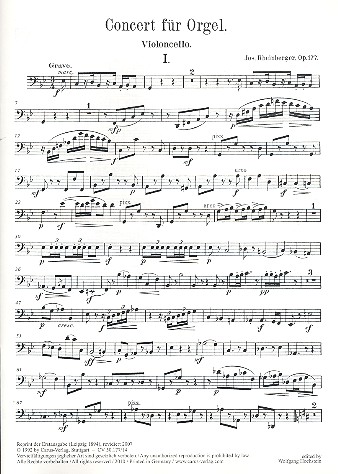 Konzert g-Moll Nr.2 op.177&nbsp;&nbsp;für Orgel und Orchester&nbsp;&nbsp;Violoncello