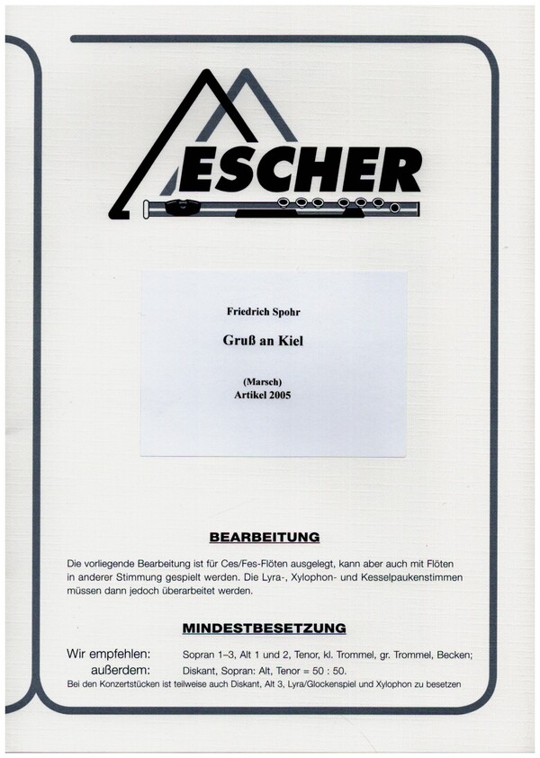 Gruss an Kiel: Marsch für&nbsp;&nbsp;Spielmannszug,  Stimmensatz&nbsp;&nbsp;