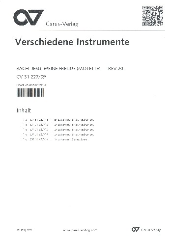 Jesu meine Freude  Bwv227&nbsp;&nbsp;für gem Chor und Bc&nbsp;&nbsp;Stimmenset