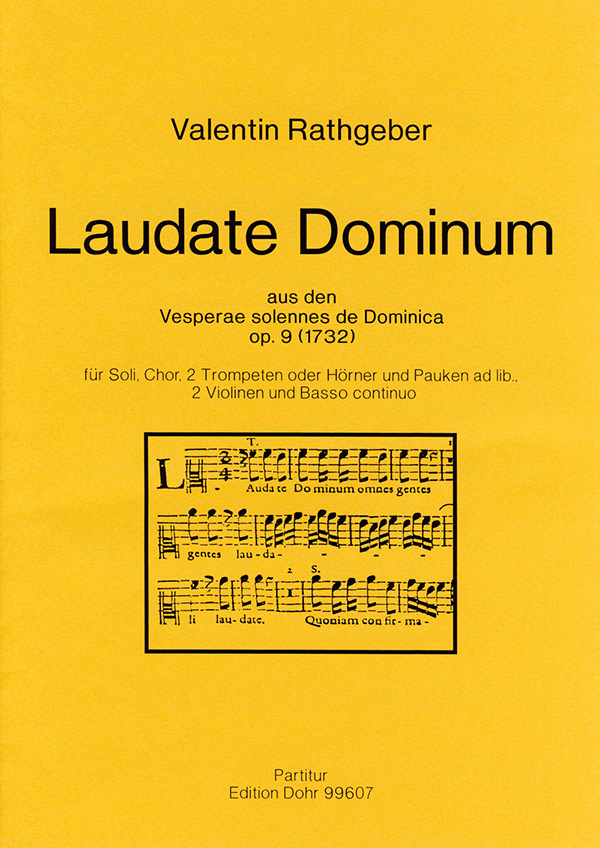 Laudate dominum für Soli, Chor,  2 Trompeten oder Hörner und Pauken  ad lib., 2 Violinen und Bc,    Partitur