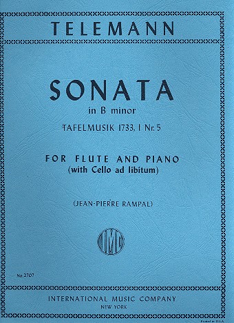Sonata b minor from Tafelmusik part 1 no.5&nbsp;&nbsp;for flute and piano (cello ad lib.)&nbsp;&nbsp;