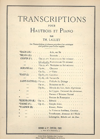 Nocturne op.48,1 pour hautbois et&nbsp;&nbsp;piano&nbsp;&nbsp;