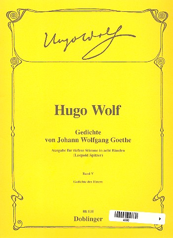 Gedichte von Johann Wolfgang von&nbsp;&nbsp;Goethe Band 5 für tiefere Singstimme&nbsp;&nbsp;und Klavier