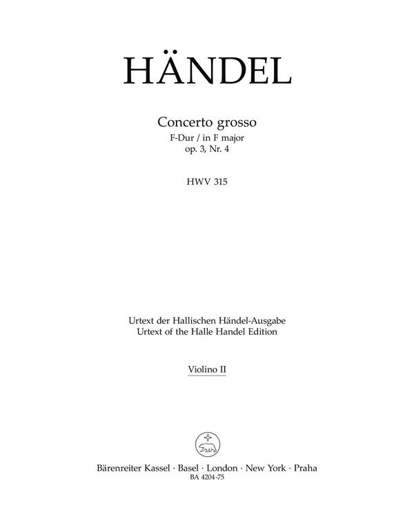 CONCERTO GROSSO F-DUR OP.3,4&nbsp;&nbsp;HWV315 FUER ORCHESTER&nbsp;&nbsp;VIOLINE 2