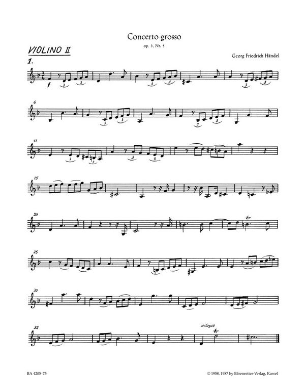 Concerto grosso d-Moll op.3,5 HWV316&nbsp;&nbsp;für Orchester&nbsp;&nbsp;Violine 2