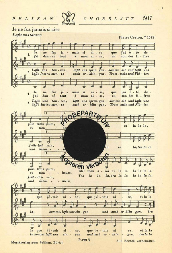 Je ne fus jamais si aise  für Frauenchor  Partitur (fr/dt)