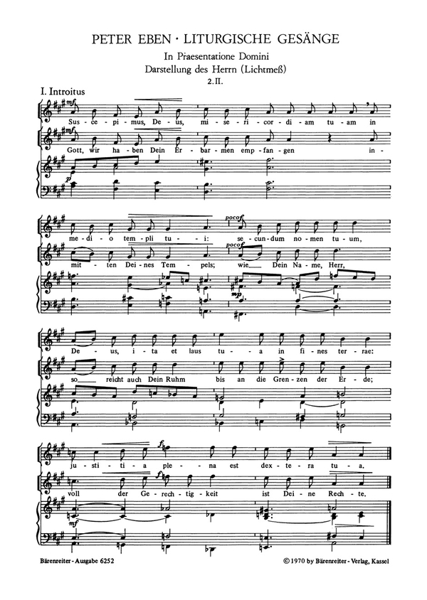 In praesentatione domini proprium  für zweistimmigen Chor und Orgel  Partitur (la/dt)