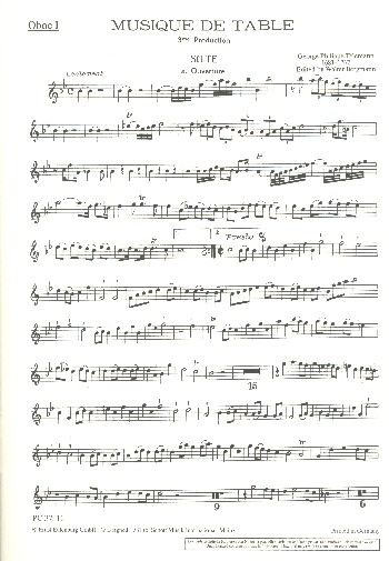 Tafelmusik Suite (Produktion 3)&nbsp;&nbsp;für Orchester&nbsp;&nbsp;Oboe 1