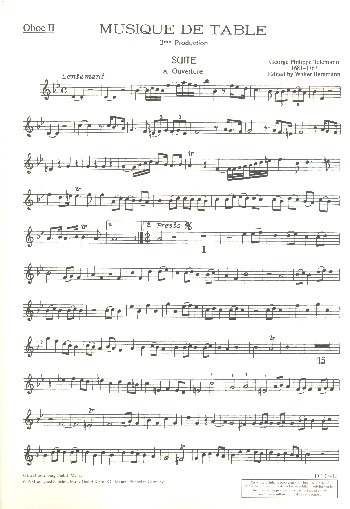 Tafelmusik Suite (Produktion 3)&nbsp;&nbsp;für Orchester&nbsp;&nbsp;Oboe 2