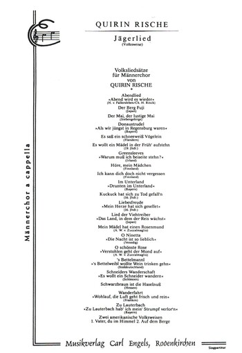 Droben im Oberland  Jägerlied für Männerchor a cappella,  Singpartitur (dt)