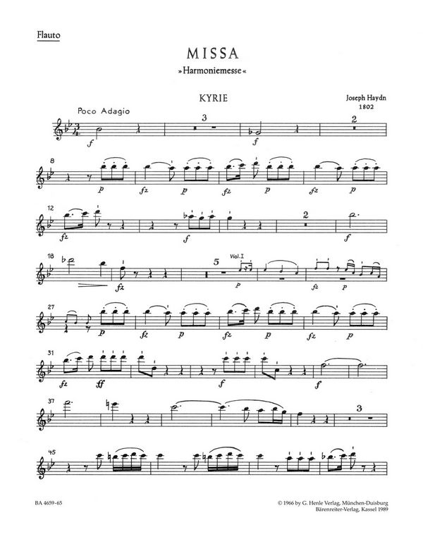 MISSA B-DUR, H. XXII:14&nbsp;&nbsp;HARMONIEMESSE&nbsp;&nbsp;HARMONIESTIMMEN