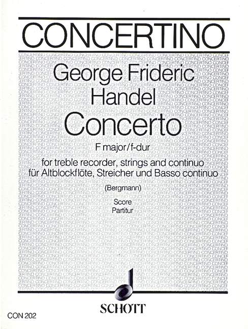 Concerto in F Major&nbsp;&nbsp;for treble recorder and strings&nbsp;&nbsp;score