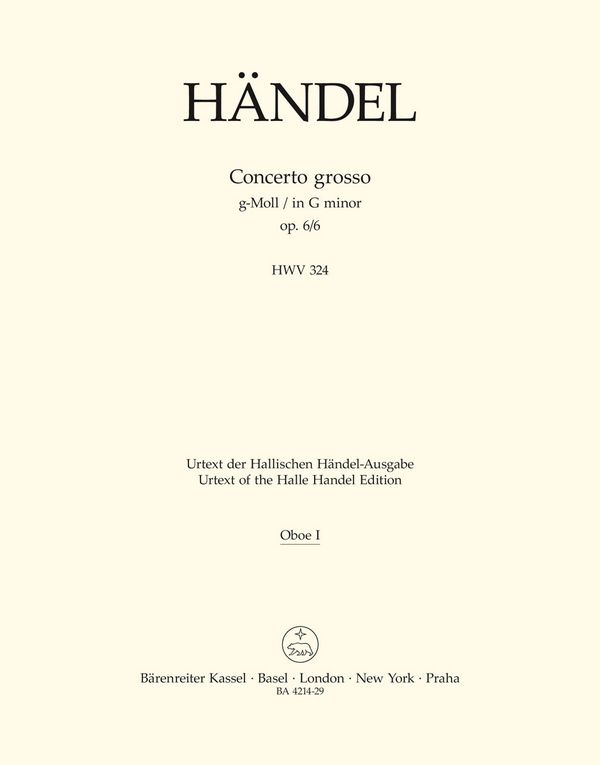 Concerto grosso g-Moll op.6,6 HWV324&nbsp;&nbsp;für Orchester&nbsp;&nbsp;Oboe 1