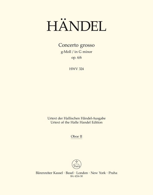Concerto grosso g-Moll op.6,6 HWV324&nbsp;&nbsp;für Orchester&nbsp;&nbsp;Oboe 2