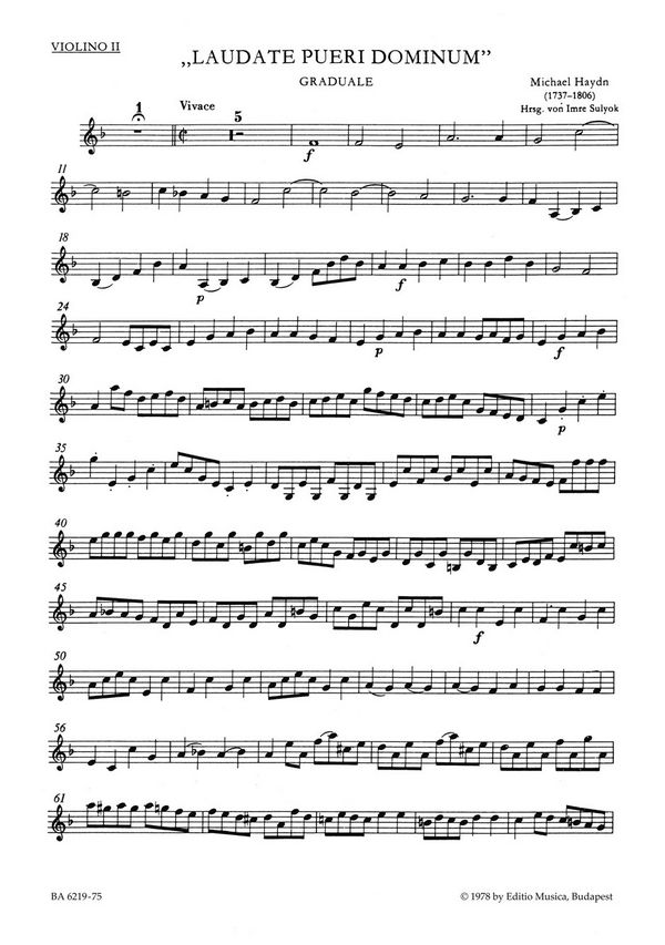 Laudate pueri dominum für&nbsp;&nbsp;Frauenchor (SSA) und Streicher&nbsp;&nbsp;Violine 2