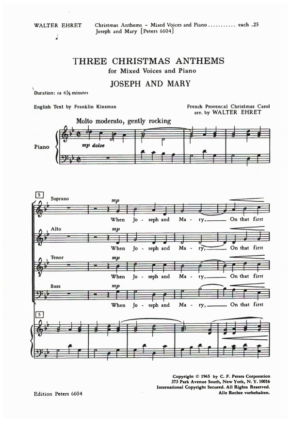 Joseph and Mary&nbsp;&nbsp;for mixed voices and piano&nbsp;&nbsp;KINSMAN, FRANKLIN, TEXT  Score (en)