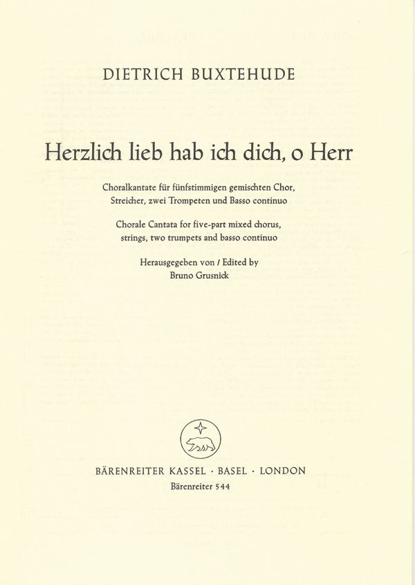 Herzlich lieb hab ich dich o Herr&nbsp;&nbsp;für gem Chor (SSATB)&nbsp;&nbsp;und Streicher,   Partitur (dt)