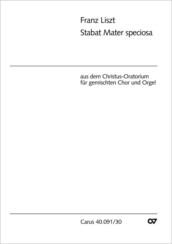 STABAT MATER SPECIOSA FUER GE-&nbsp;&nbsp;MISCHTEN CHOR UND ORGEL&nbsp;&nbsp;PARTITUR (LA)