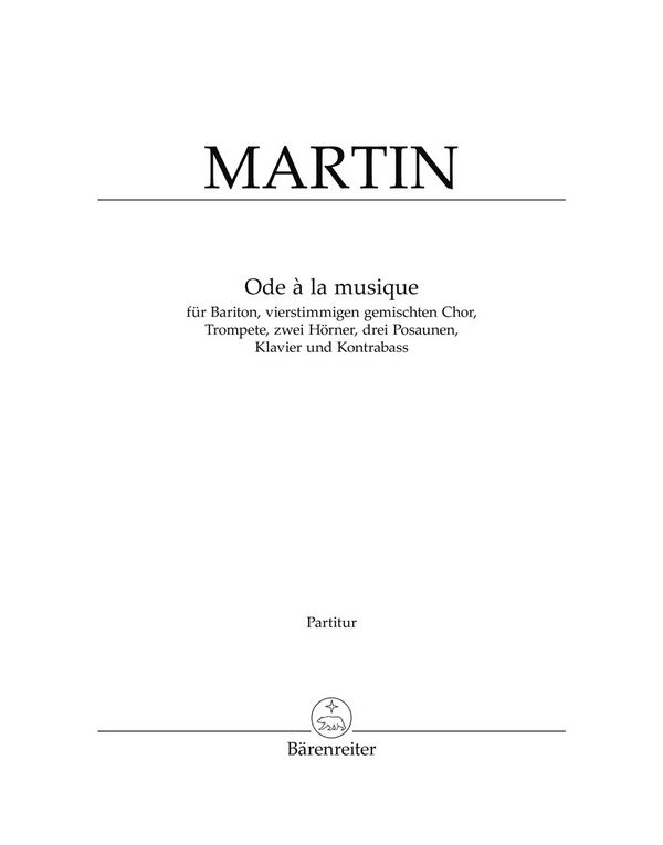 Ode a la musique  für Bariton gem Chor und Instrumente, 1961  Partitur (fr/dt)