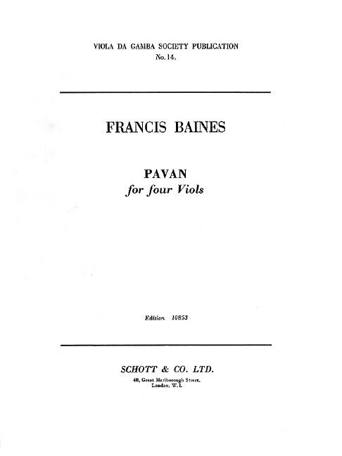 Pavane  for 4 viols  score and parts