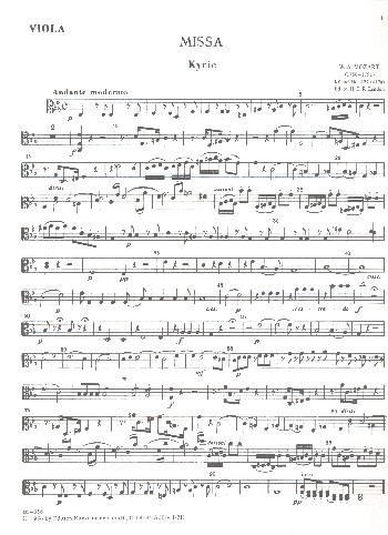 Messe c-Moll KV427&nbsp;&nbsp;für Soli, Chor und Orchester&nbsp;&nbsp;Viola