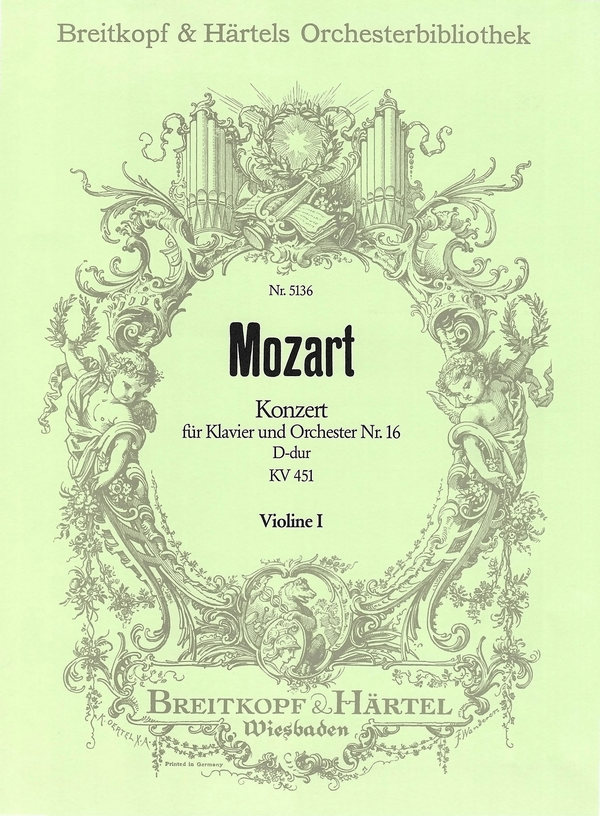 Konzert Nr. 16 D-Dur KV451&nbsp;&nbsp;für Klavier und Orchester&nbsp;&nbsp;Violine 1
